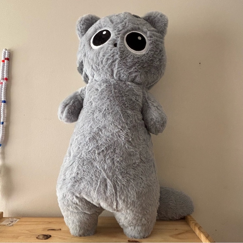 Long Gray Cat Plush Toy / Pillow